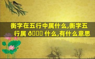 衡字在五行中属什么,衡字五行属 🐛 什么,有什么意思